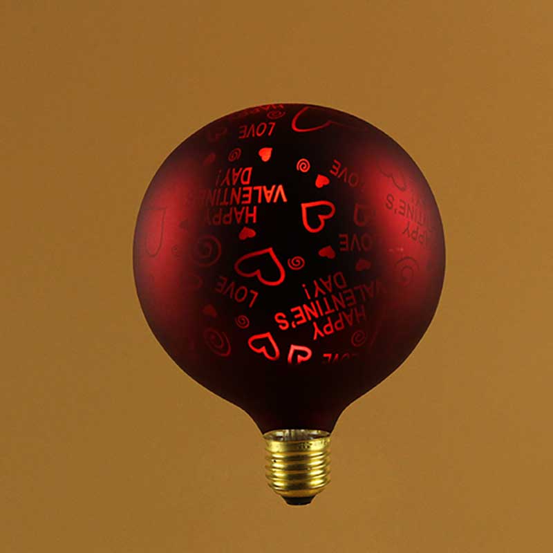G80 Red Heart Pattern LED Laser Decorative Bulb