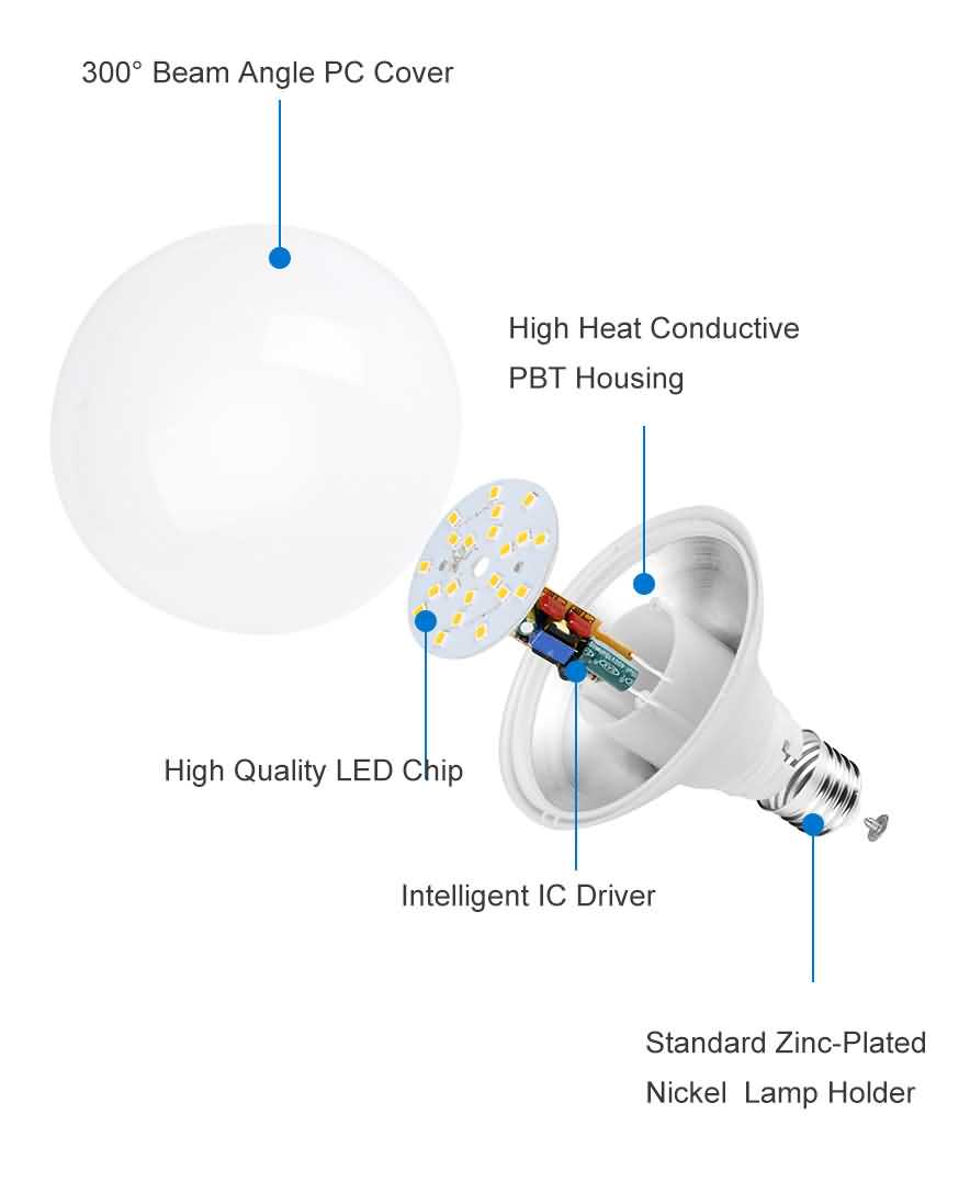 G95 LED vanity Bulb components