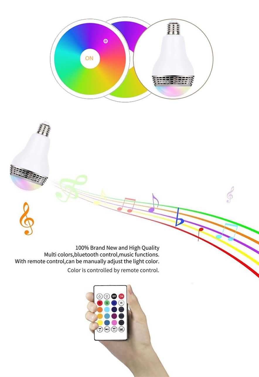 Bluetooth music speaker Led color bulb
