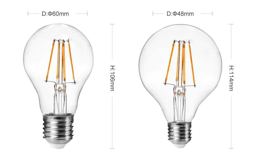 A60 LED Filament Bulb Specification