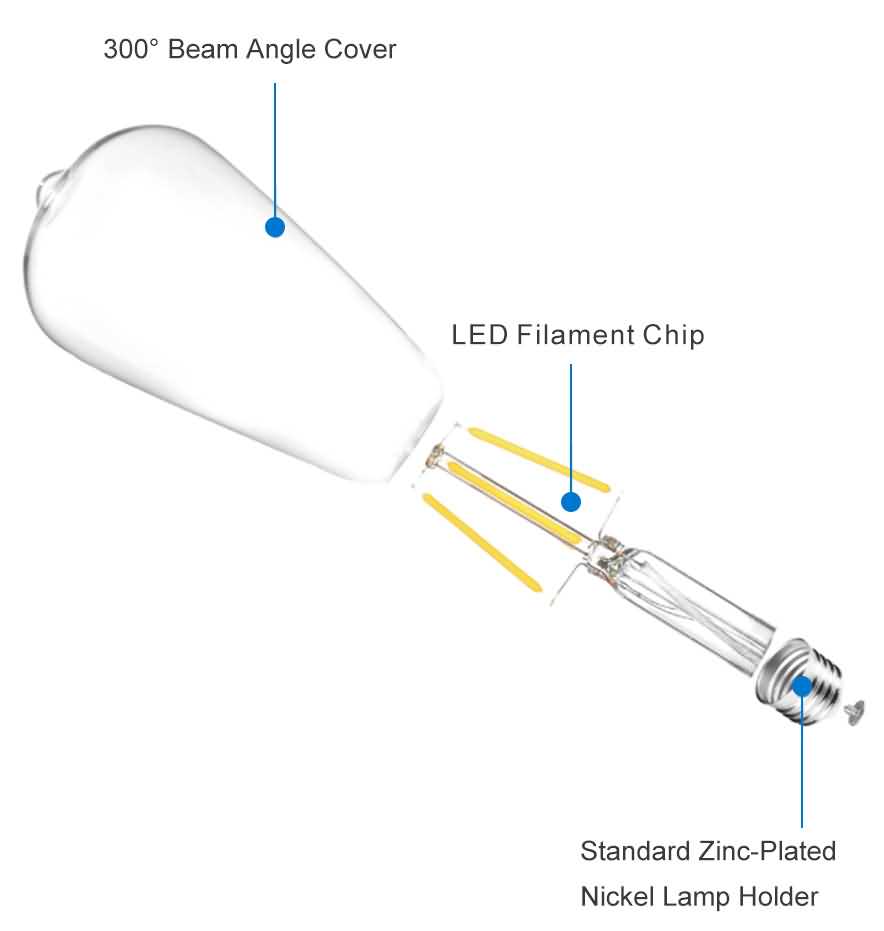 T32 Led filament bulb components